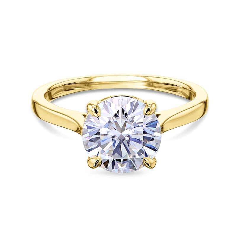Kobelli 2 Carat Lab Grown Diamond Certified 14k Solid Gold Solitaire Taper Basket Melinda Engagement Ring (EF/VS) - Yellow - 9.5