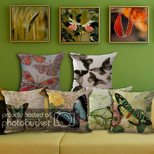 Shop Floral Butterfly Printed Cushion Cover Chezmax Cotton Linen