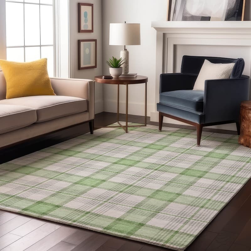 Premium Washable Super Soft Plaid Mayfield Rug - Mint - 5' x 7'6"