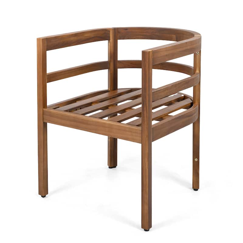 Christopher Knight Home - Ardene Modern Outdoor Solid Acacia Wood Dining Arm Chair Set with Removable Cushions & Slatted Black