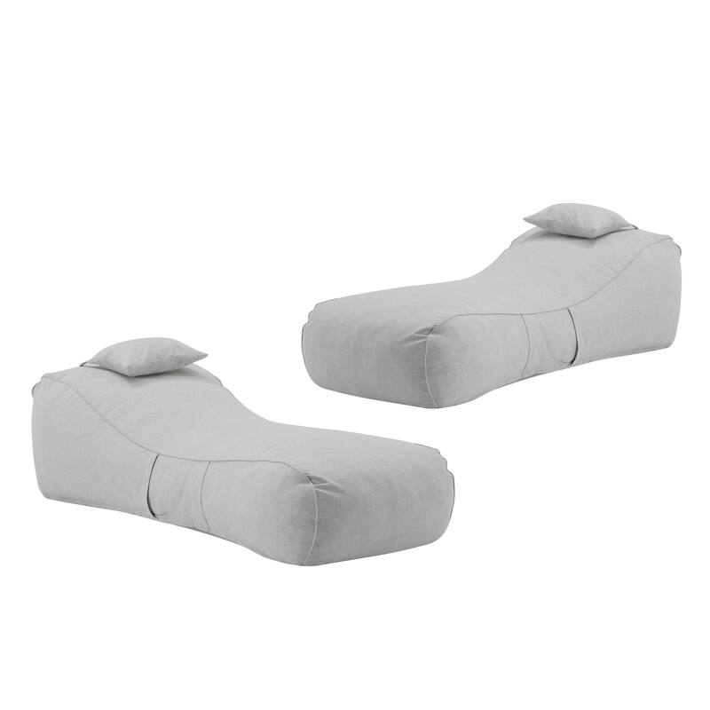 Roomfitters Lemoore Outdoor Bean Bag Lounge Chair with Headrest, Water Resistant, Light Grey
