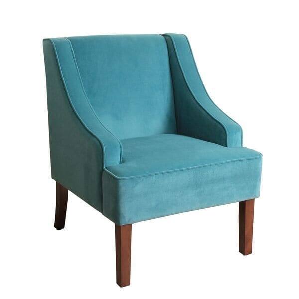Porch & Den Lyric Turquoise Velvet Swoop Arm Accent Chai r
