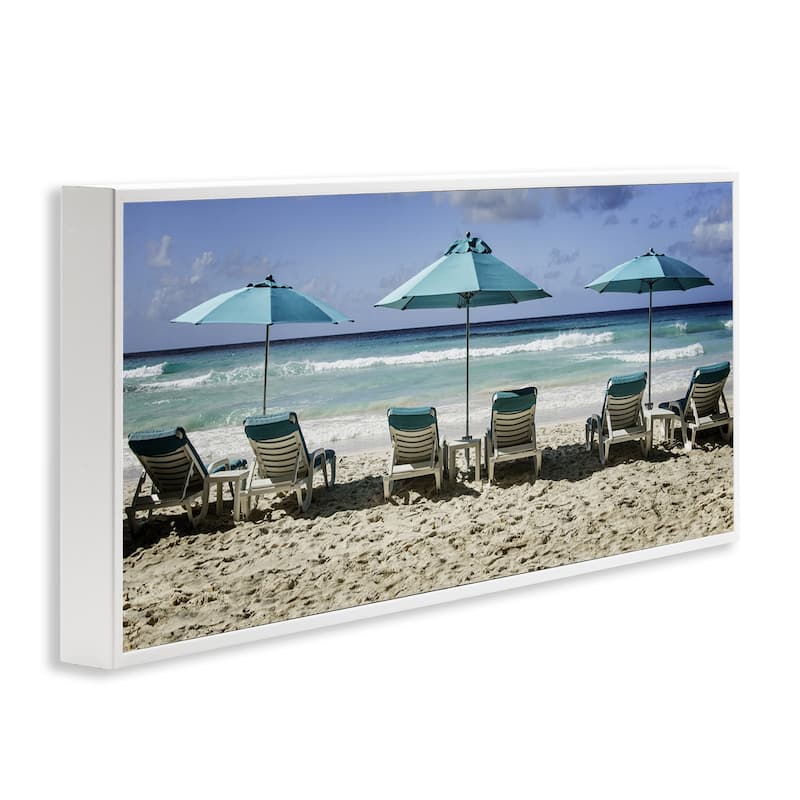Stupell Lined Up Beach Chairs Framed Giclee Art Design By Mary Lou Johnson