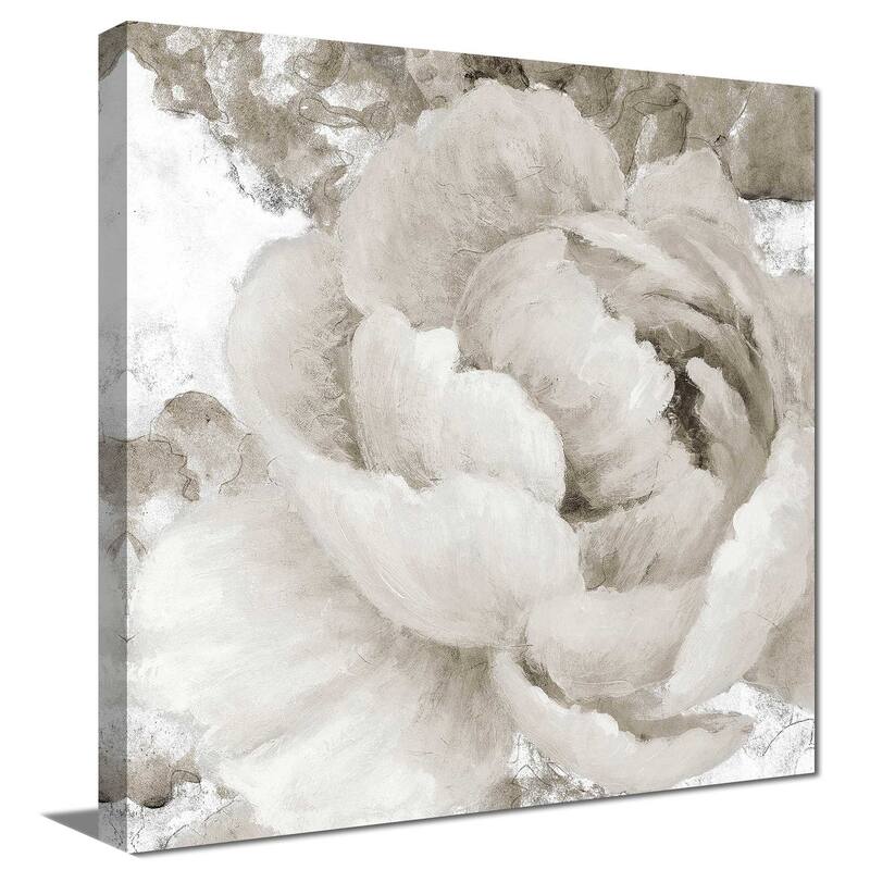 "Light Grey Flowers II" Print on Canvas