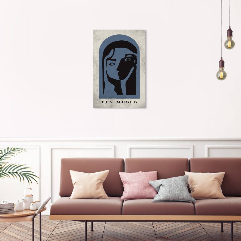 Wynwood Studio Fashion and Glam Les Muses Poster Blue and Modern & Contemporary Wall Art Canvas Print - 30 x 20