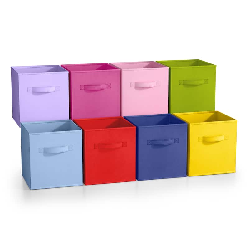 Sorbus Fabric Storage Bins 11" Set of 2 With 8 Foldable Storage Bins Foldable With Handles For Pantry, Cubbies, Toy Clothes- 8Pk - Multi