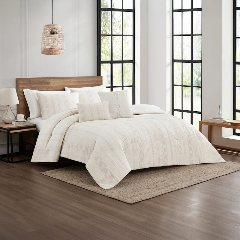Modern Threads Marcy 5-Piece Jacquard Comforter Set with Shams and Decorative Pillows