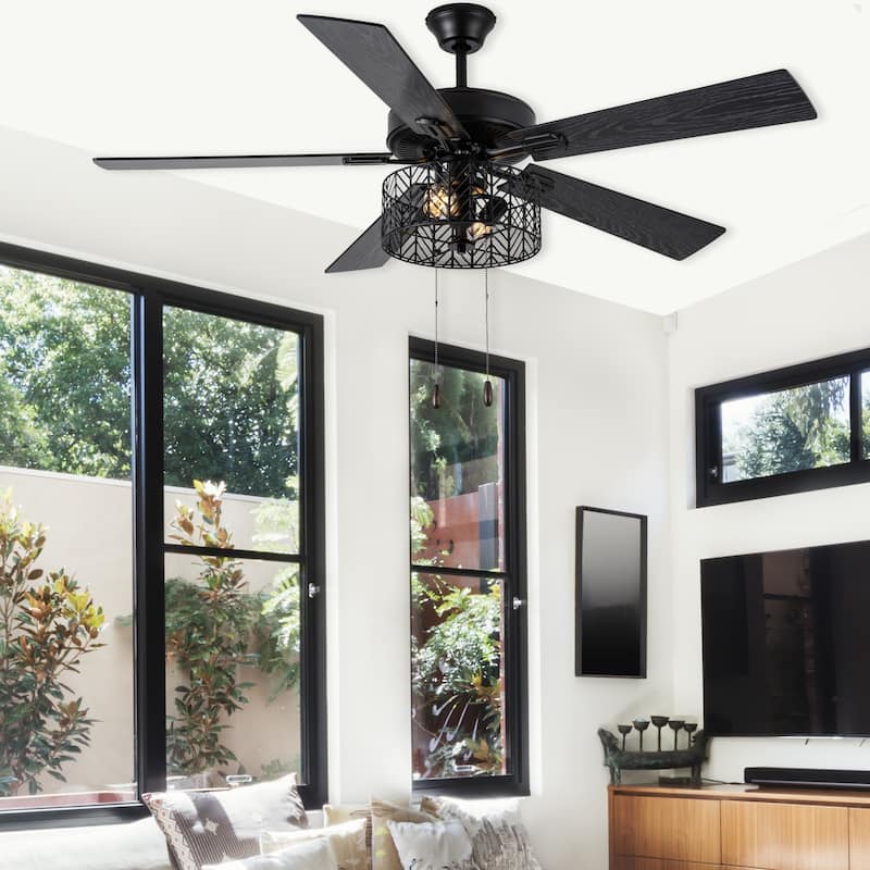 Roisin River of Goods Black 52 in. Ceiling Fan With 2 LED Lights - 52" x 52" x 13.75"/18.75"