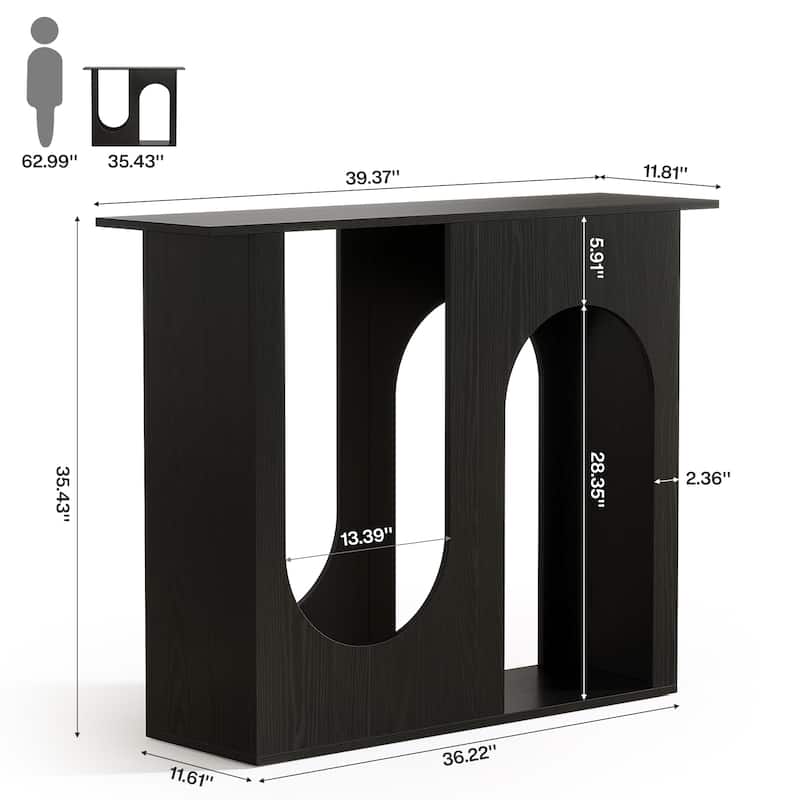 39.4'' Black Console Table, Modern Narrow Sofa Table