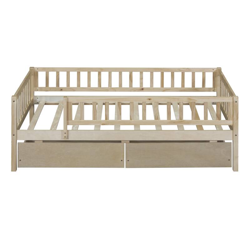 Twin Size Wooden Daybed with Two Drawers, Space-Saving Multi-Functional Sofa Bed
