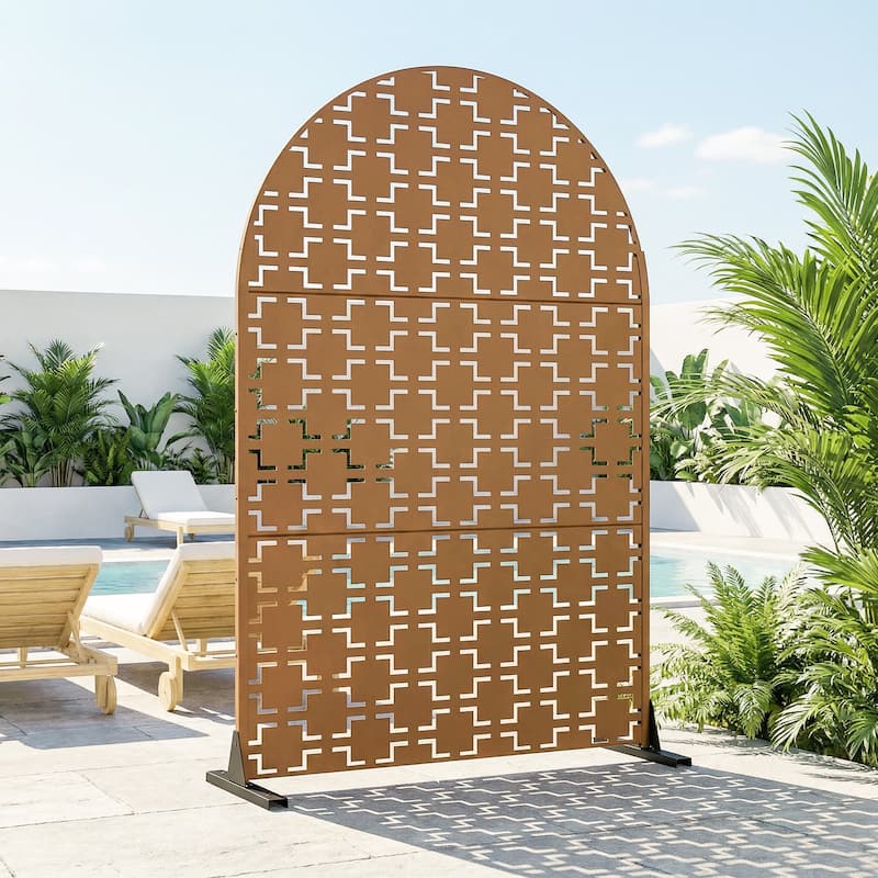 Dovelina 6ft.Outdoor Freestanding Metal Privacy Screen Decorative Garden Fence - 72"x47"