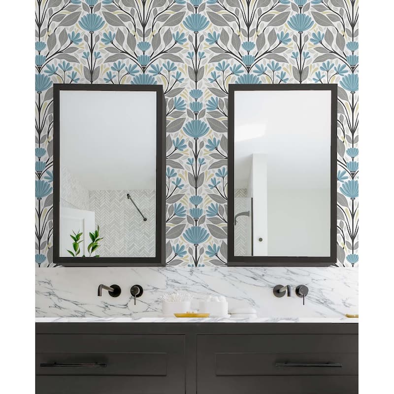 NextWall Folk Floral Peel and Stick Wallpaper