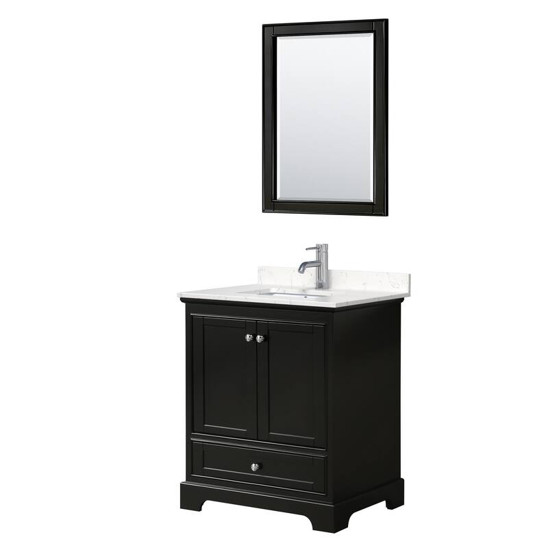 Wyndham Collection Deborah 30" Free Standing Single Basin Vanity Set - Dark Espresso / Carrara Cultured Marble Top /