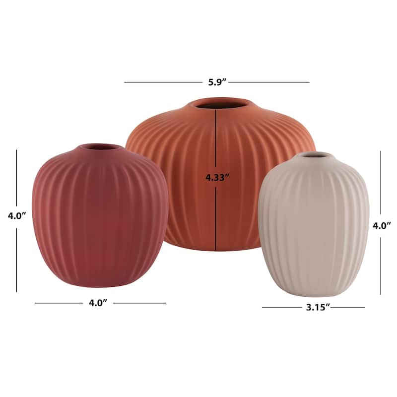 SAFAVIEH Jacie Ceramic Decorative Vase (Set of 3) - 6Wx6Dx4H - Assorted-Brown