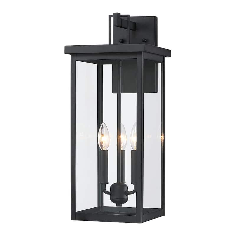 Forti 3-Light Large Black Outdoor Wall Sconce Lantern Light - 22.5"H - 22.5in H
