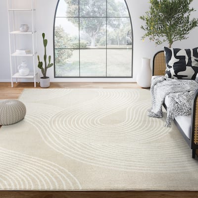 Abani Rugs Nuevo NUE190A Cream Beige Swirl Modern Area Rug