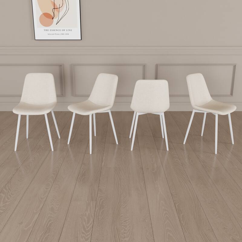 Linen 4 Piece Kitchen Dining Chair Set with Cushions, Metal Legs, Anti Scratch Foot Pads for Dining Room Kitchen Living Room