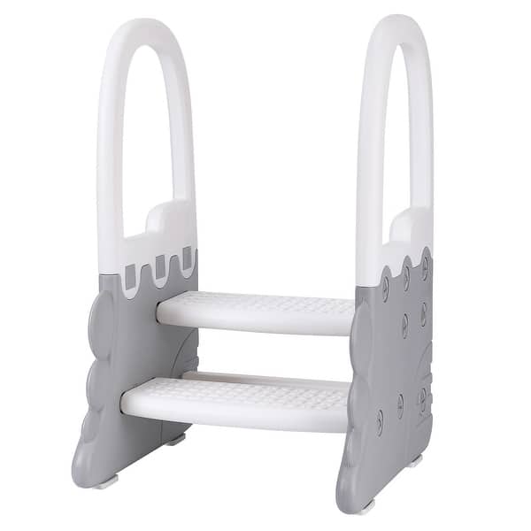 slide 2 of 15, Toddler Step Stool for Bathroom Sink, Ronipic 2 Step Stools for Kids, Anti-Slip Stool Grey - 16.2x16.2x26in