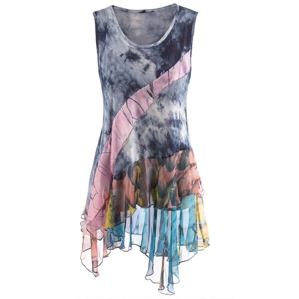 Women's Sleeveless Tunic Top - Lavinia Vintage Lacey Hem Blouse