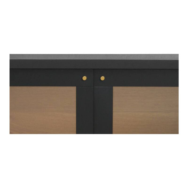 Title: NADAAL STUDIOS Delmira Sideboard, Millwork-Inspired Glass-Front Storage with Dowel Legs, Black
