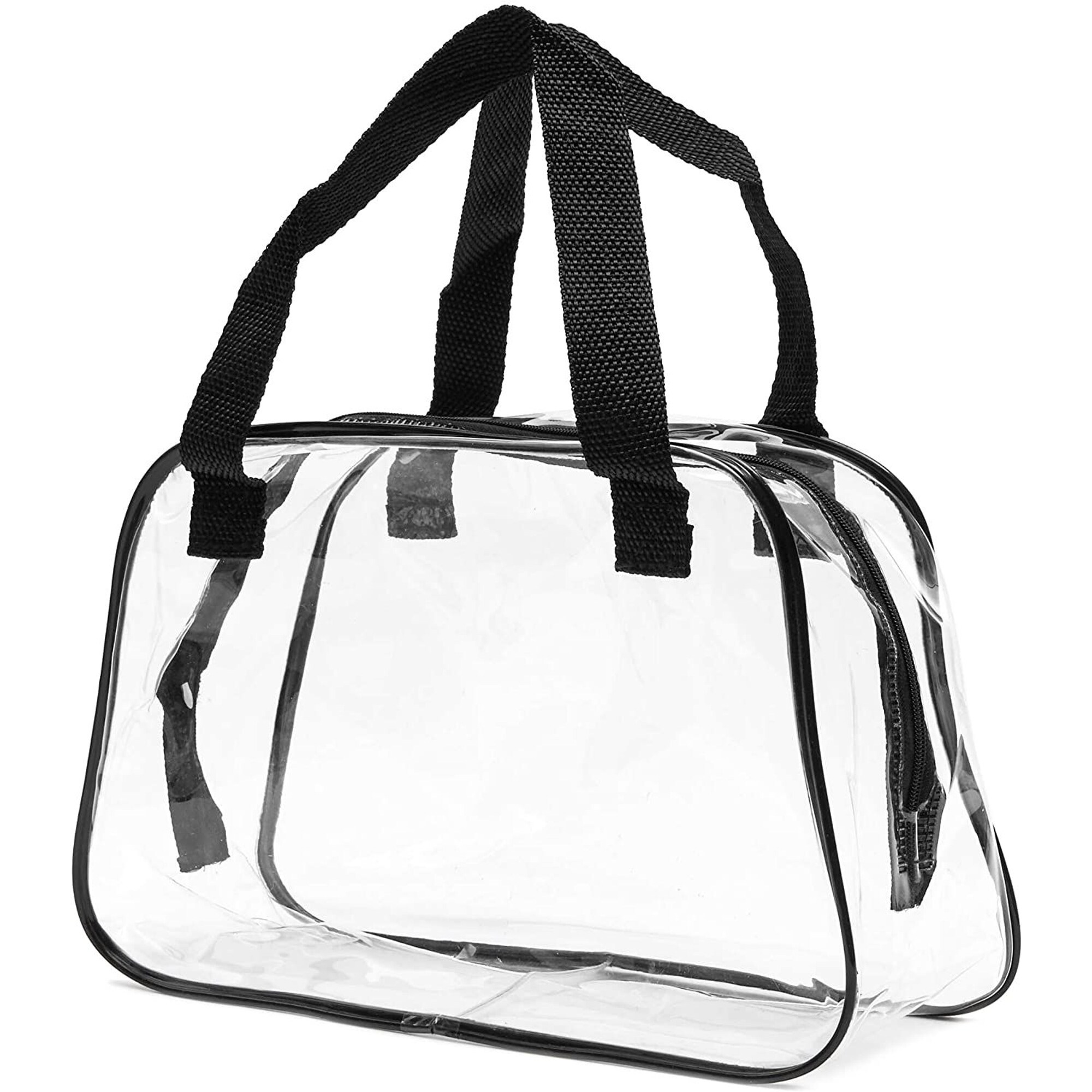 Stadium Approved Clear Tote Handbag with Handles Large Plastic Bag with Zipper for Concerts 11x4x7 In