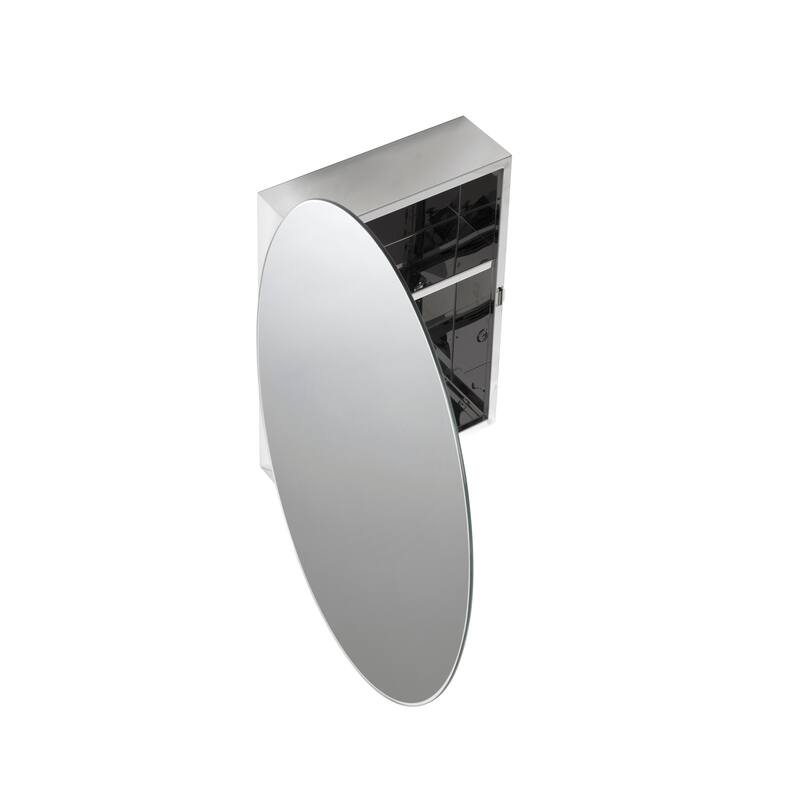 Croydex Surface Mount Tay Oval Stainless Steel Mirror Medicine Cabinet - 18"x26"