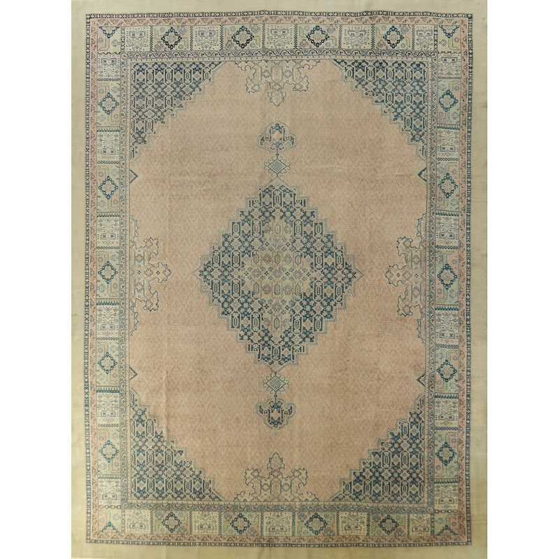 Vegetable Dye Tabriz Persian Large Rug Hand-Knotted Wool Carpet - 10'10"x 12'9"