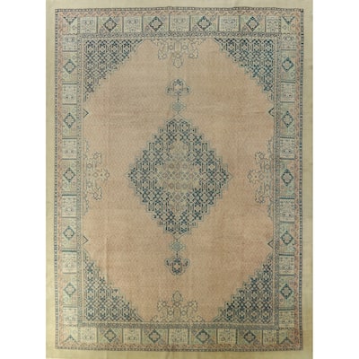 Vegetable Dye Tabriz Persian Large Rug Hand-Knotted Wool Carpet - 10'10"x 12'9"