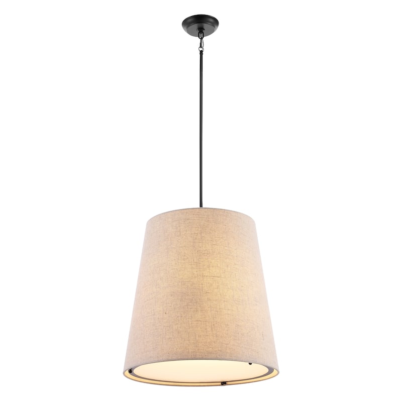 Oria 18" 1-Light Farmhouse Bohemian Iron LED Pendant, Oil Rubbed Bronze/Beige by JONATHAN Y