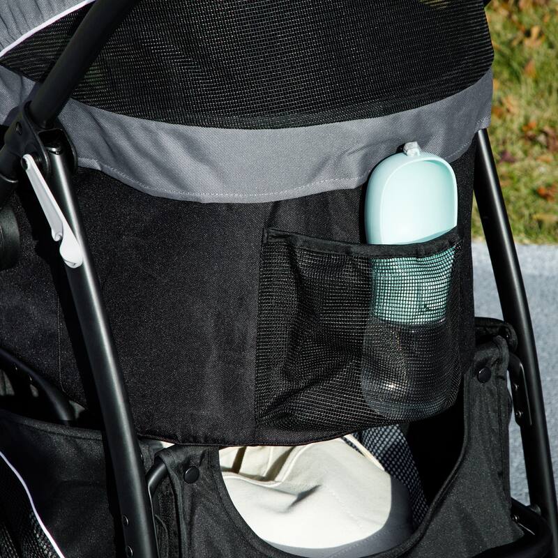 PawHut Pet Stroller for Small Dogs and Cats, 3 in 1 Dog Stroller Jogger with Detachable Carrier, Storage Basket, Gray