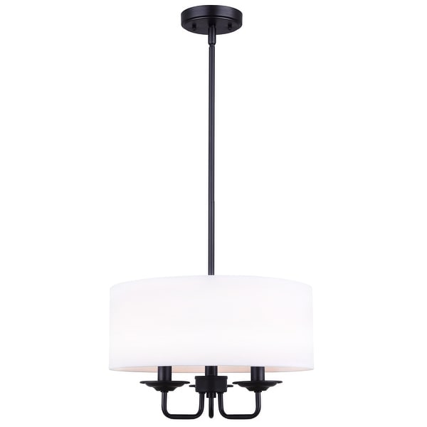 Canarm Eastbrook 3 Light Chandelier With White Fabric Shades Canarm Eastbrook 3 Light Chandelier With White Fabric Shades Matte Black Finish