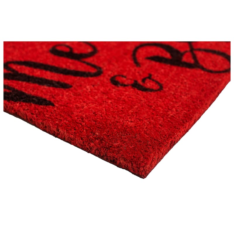 HomeRoots 30" X 48" Red And Black Christmas Merry and Bright Outdoor Coir Door Mat - 30.00' X '48.00