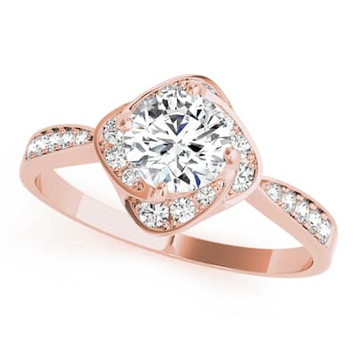 Auriya 14k Rose Gold Lab Grown Round Diamond Halo Engagement Ring 0.50 to 5.00 ct. tw. (F-G VS)