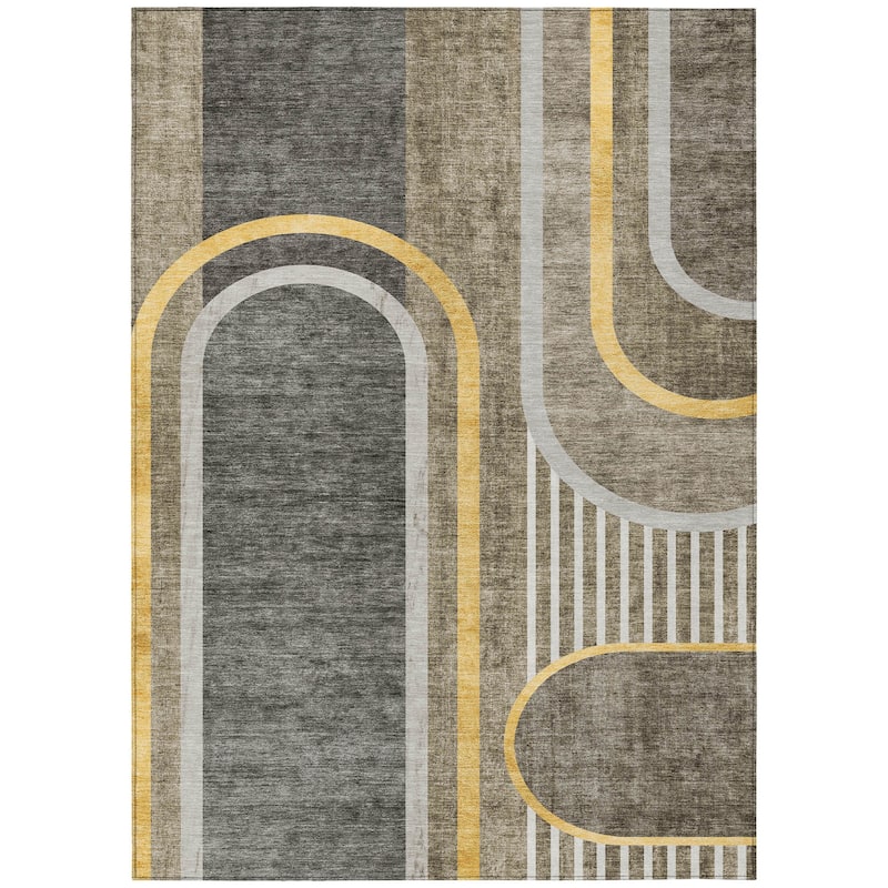 Machine Washable Indoor/ Outdoor Chantille Mid Century Modern Rug