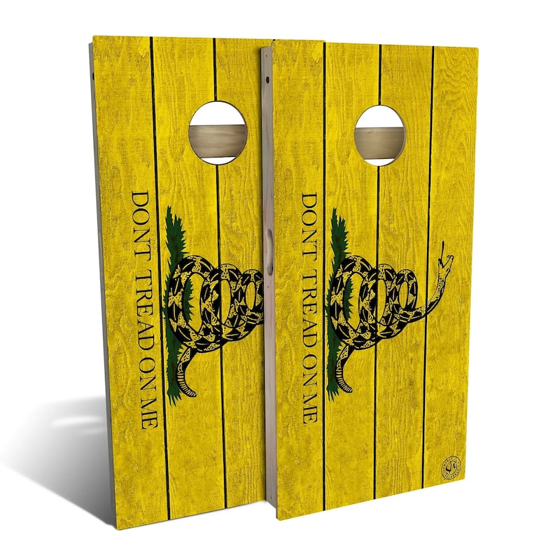 Don't Tread on Me Outdoor Cornhole Board Set - Premium 2x4 - Include Case + Hole Lights