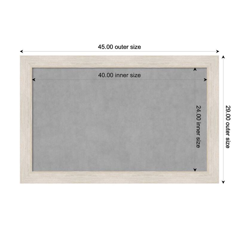 Amanti Art Hardwood White Wash Framed Magnetic Board - Board Size 40x24