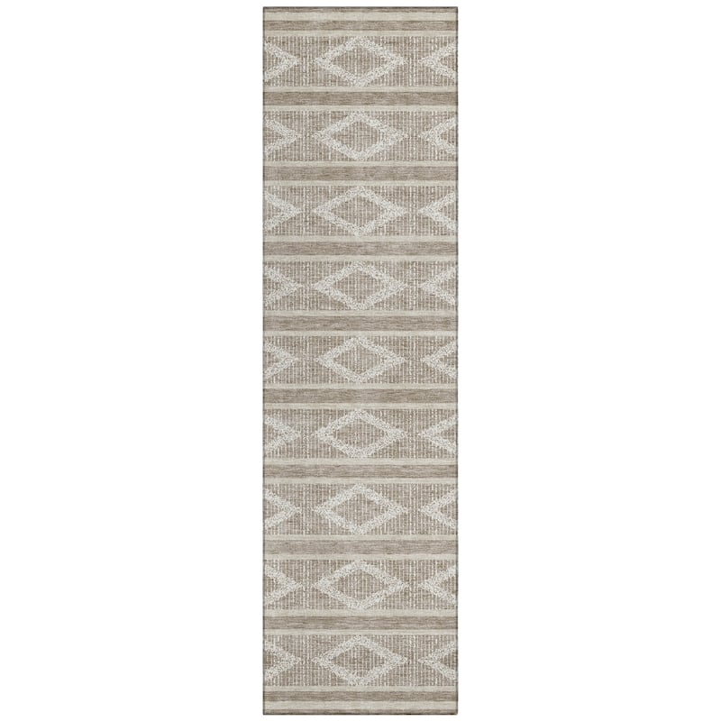 Machine Washable Indoor/ Outdoor Diamond Stripe Chantille Rug