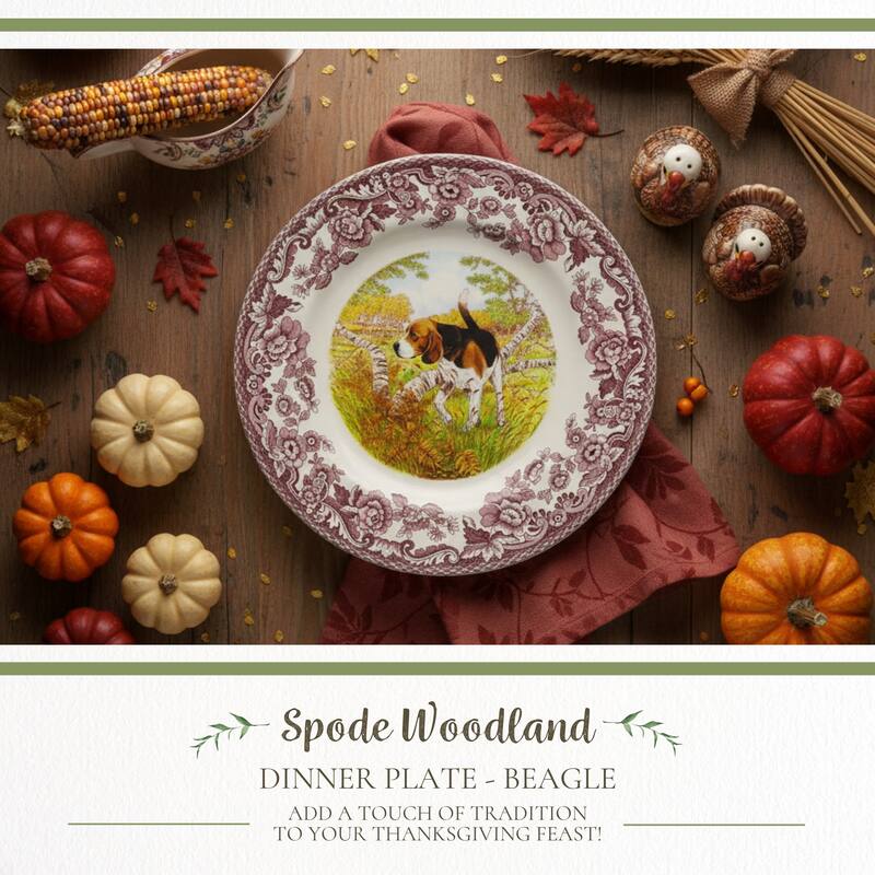 Spode Woodland Dinner Plate Dog Motif