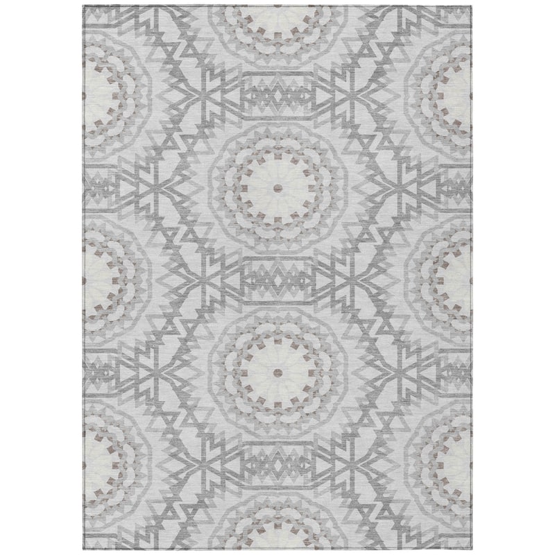 HomeRoots Floral Medallion Transitional Rectangle Outdoor Rug