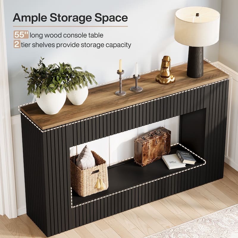 Modern Console Table, 55-Inch Wood Entryway Table with Storage