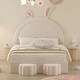 preview thumbnail 13 of 18, Full Size Upholstered Rabbit-Shape Headboard Platform Bed with 2 Storage Stools