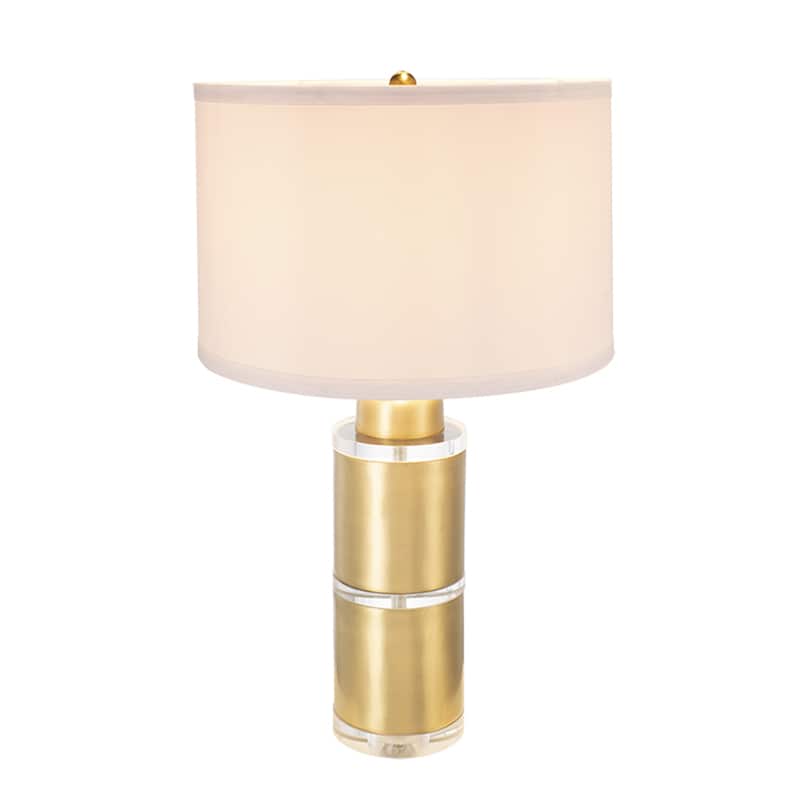 D15x25.5" Gold and White Cylinder Table Lamp with Drum Shade