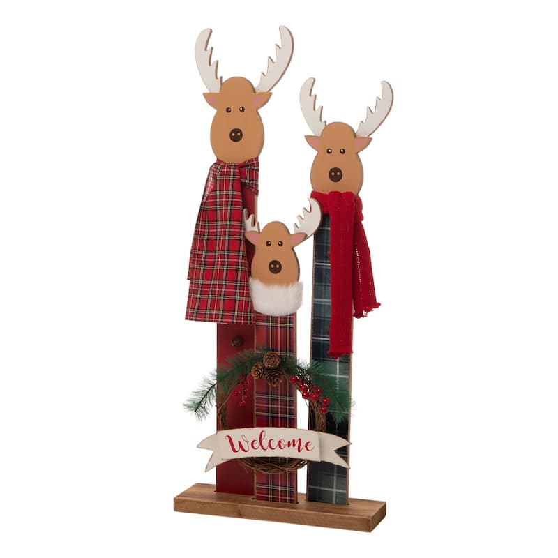 Glitzhome 35"H Wooden Deer or Snowman or Gnome Family Porch Decor