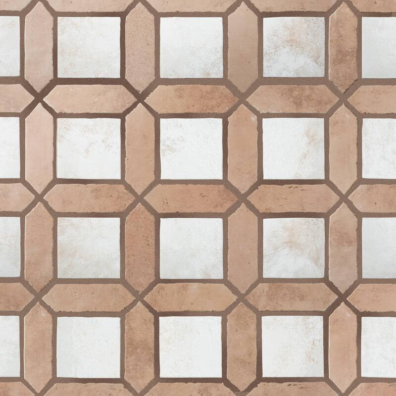 Merola Tile Picket Arenta Cotto with White Square 14-5/8" x 22-1/2" Porcelain Floor and Wall Tile