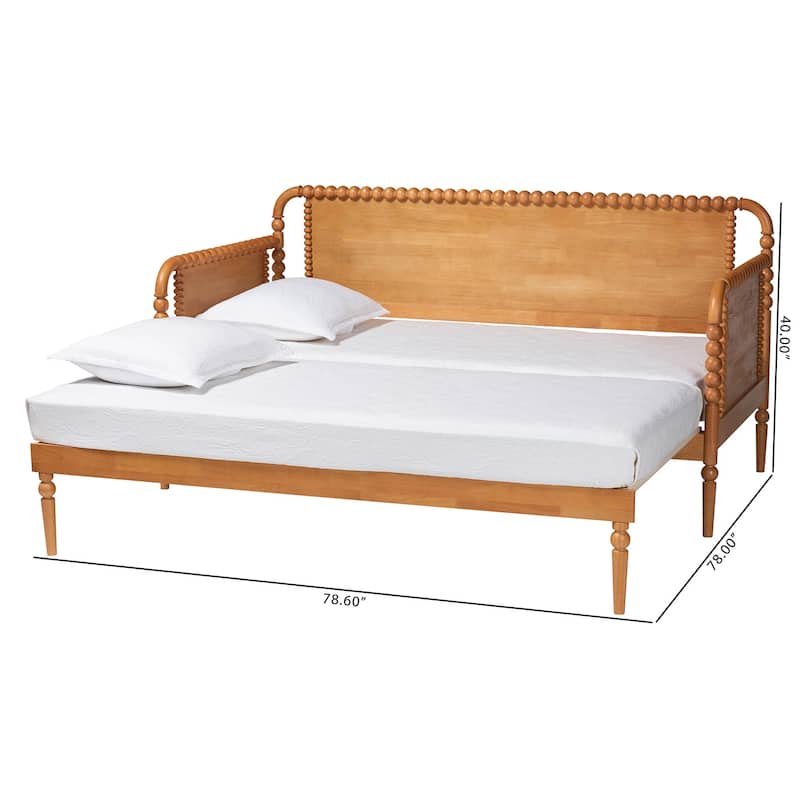 Lucera Bobbin Twin-To-King Expandable Daybed - Wood Bed Frame with Turned Spindle Detailing, Classic Style Sofa Bed