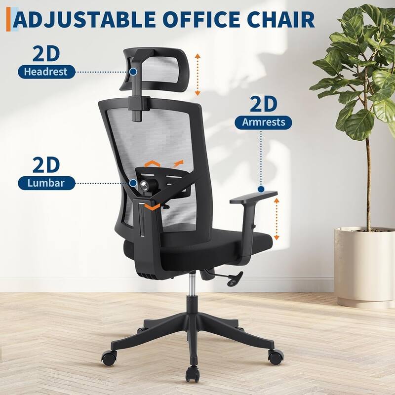High Back Ergonomic Home Office Chair with Adjustable Lumbar Support and Headrest