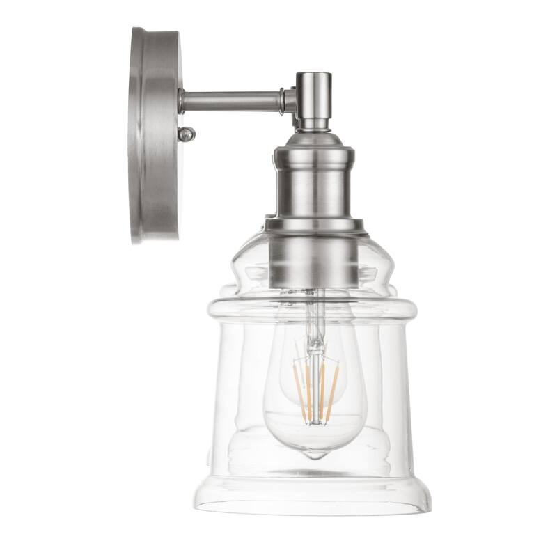Prominence Home Eaton Ridge Industrial Farmhouse Bathroom Vanity Light, Brushed Nickel - Brushed Nickel