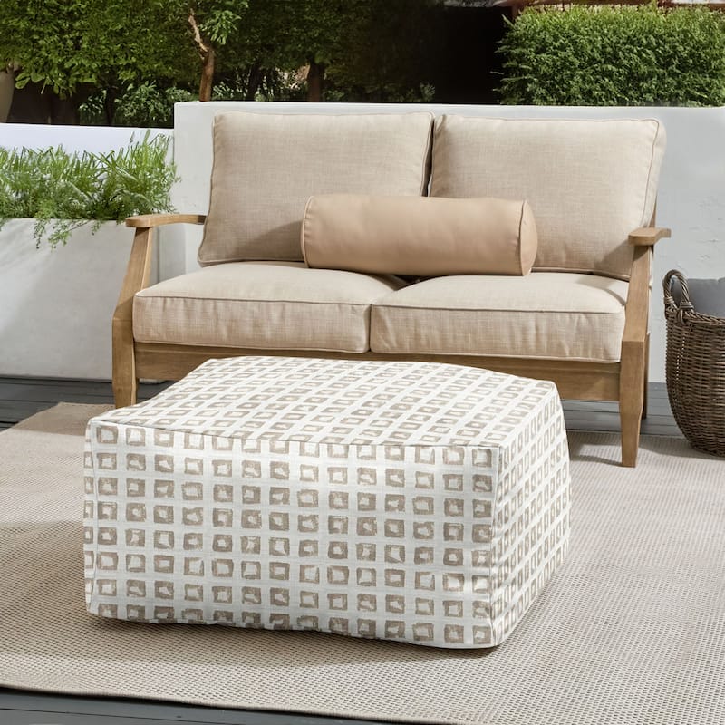 Sorra Home Sunbrella Outdoor Square Bean Pouf - Kindle Silk - Extra Large