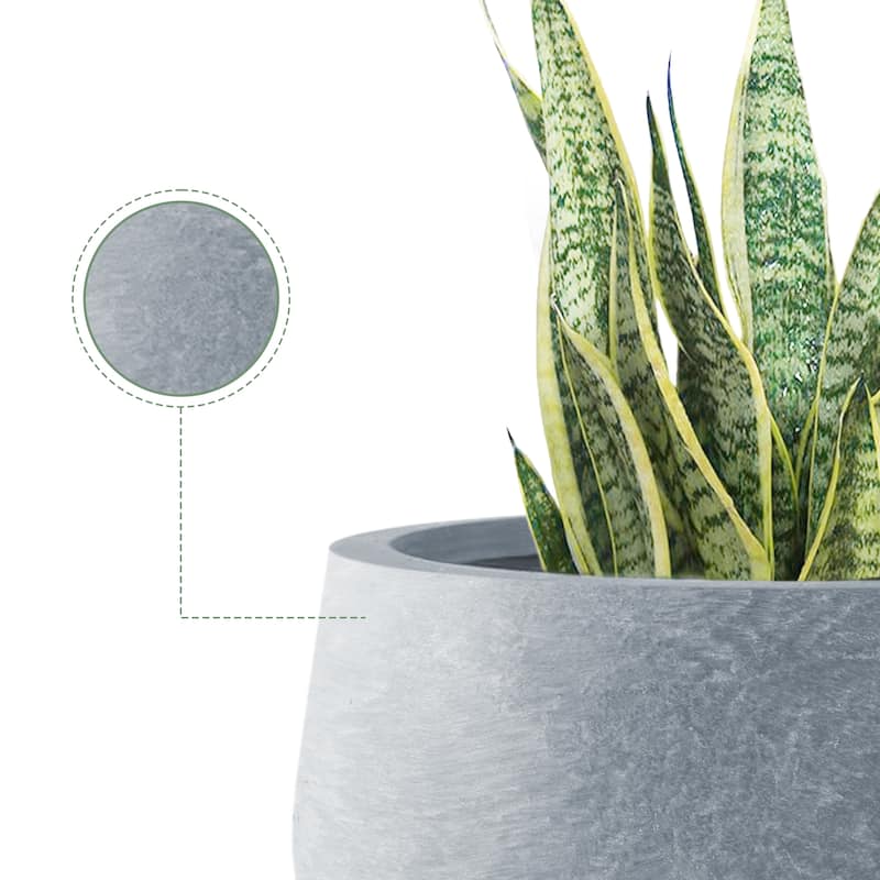 Durx-litecrete Lightweight Concrete Modern Low Bowl Cement Planter-Set of 3 - 19.7'x19.7'x9.8'