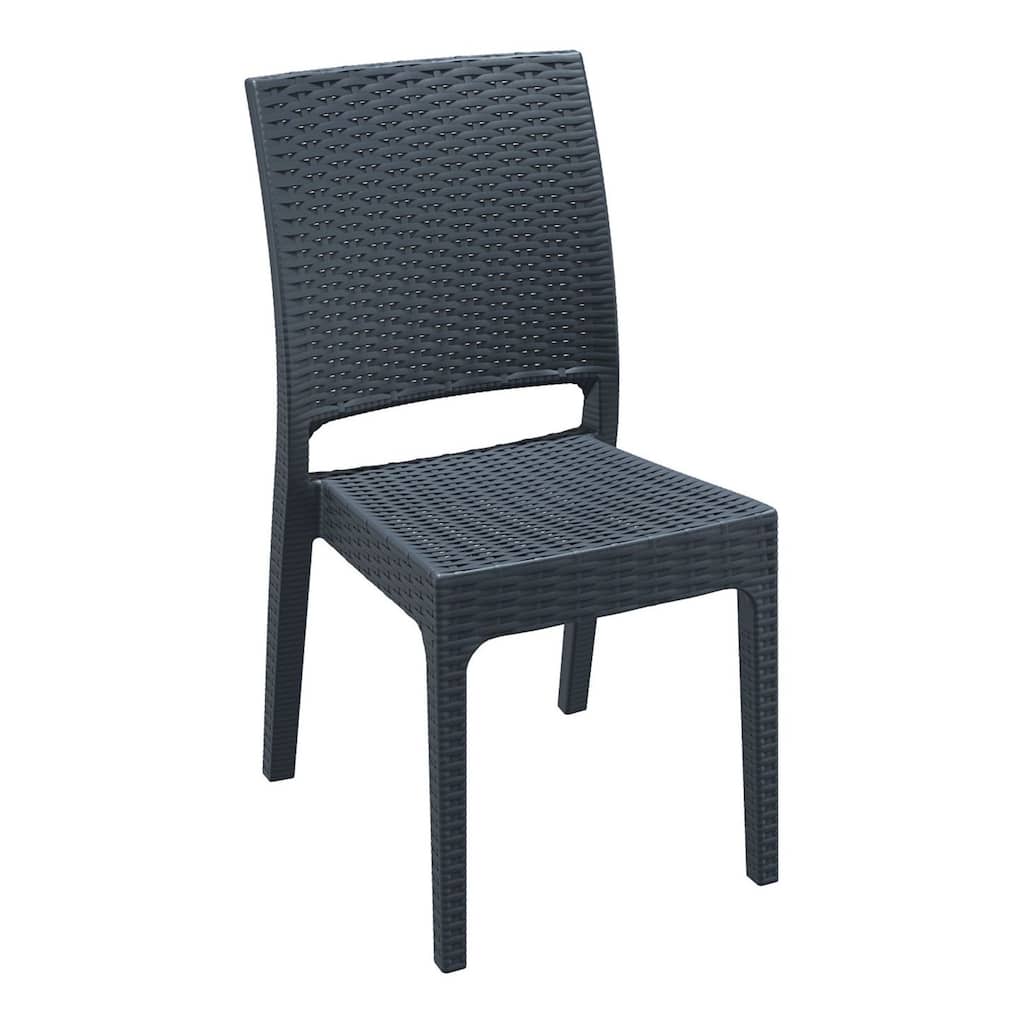 34" Gray Patio Wickerlook Stackable Dining Chair